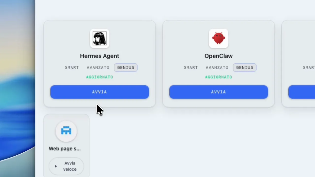 L'interfaccia di AgentiisOS sul desktop