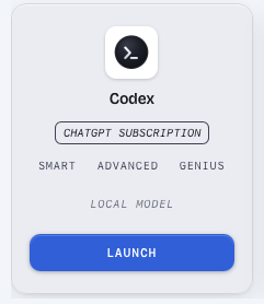 La carta di Codex dentro AgentiisOS: la voce CHATGPT SUBSCRIPTION e la voce LOCAL MODEL
